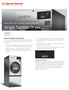Speed Queen® Multi-Housing Laundry Solutions Single Tumble Dryer 55lb Specsheet