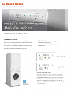 Speed Queen® On-Premises Laundry Solutions Stack Washer/Dryer Specsheet