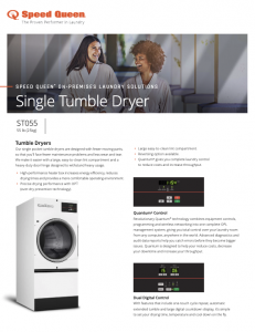 Speed Queen® On-Premises Laundry Solutions Single Tumble Dryer 55lb Specsheet