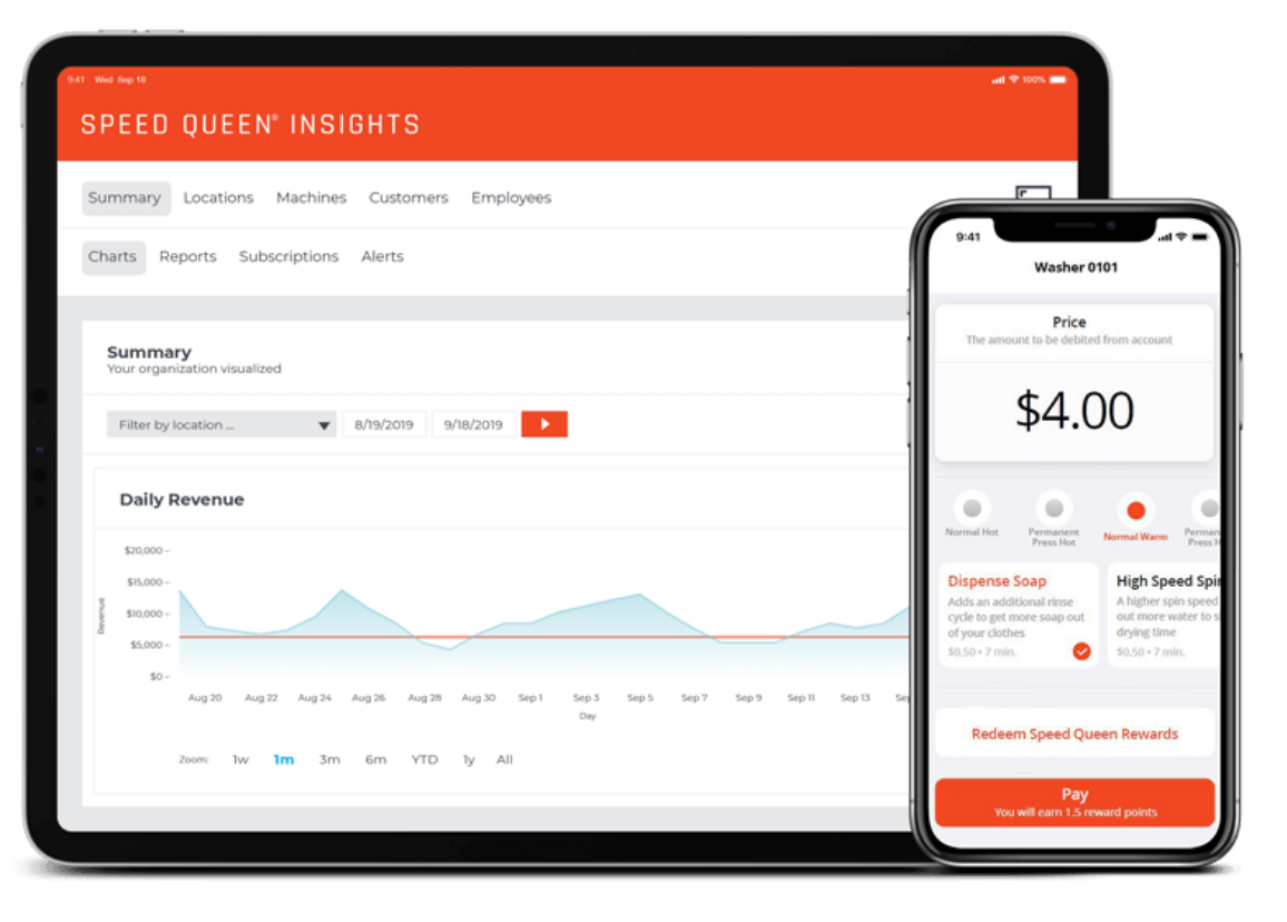 two devices with Speed Queen Insights