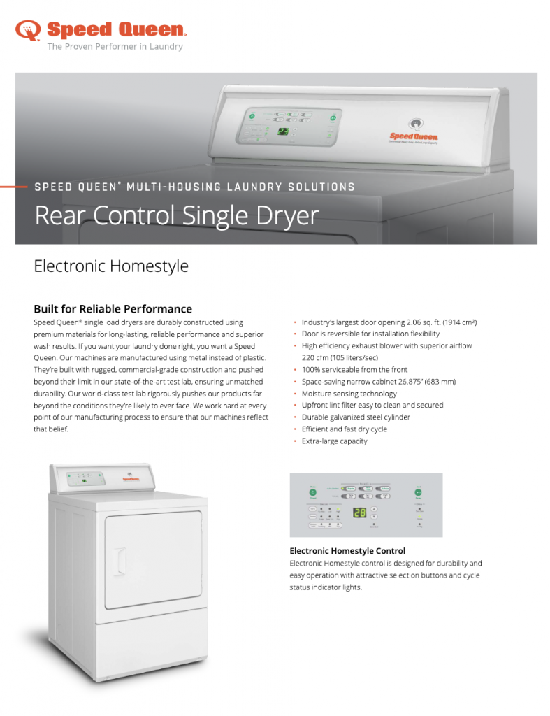 Single Dryers Speed Queen® Commercial